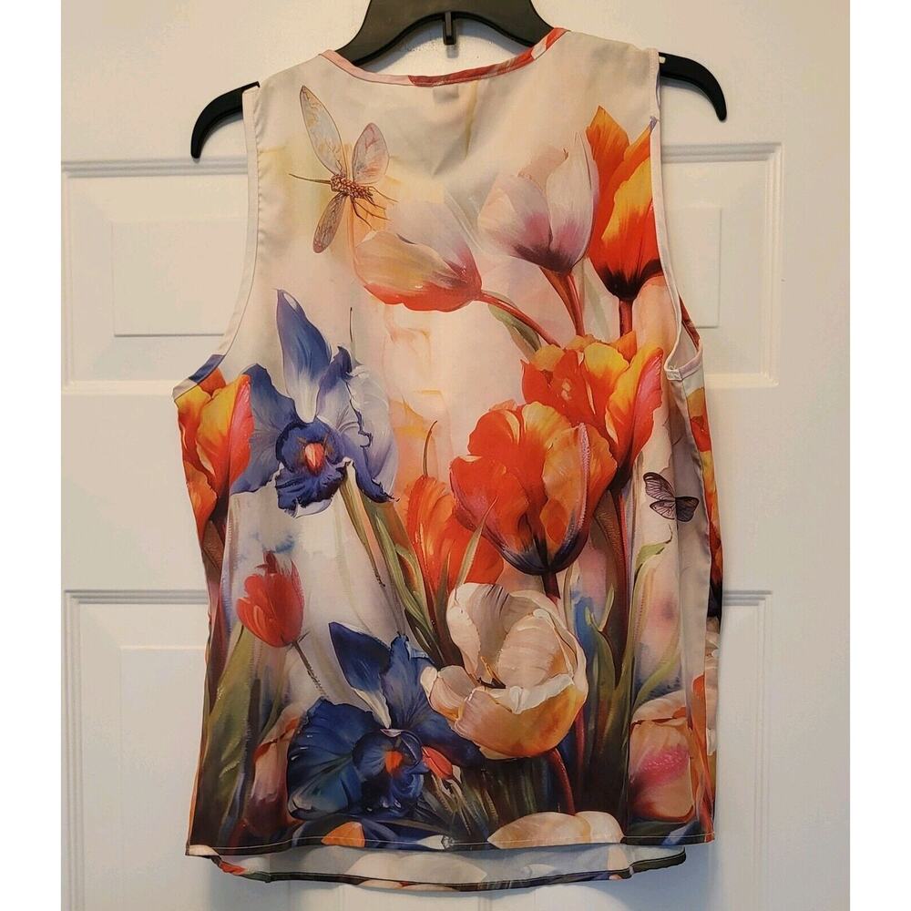 SHEIN Women’s Sz XL V Neck Blouse Top With Red & Purple Flowers - Picture 7 of 10